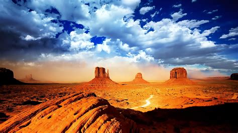 West And East Mitten Buttes Monument Valley Wallpaper Backiee