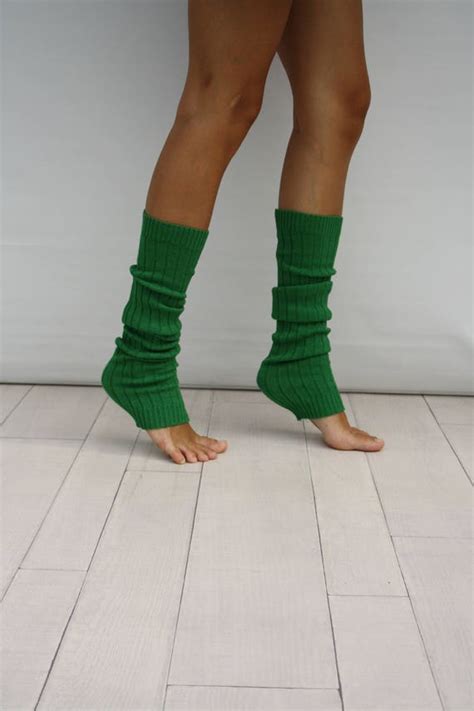 Leg Warmers Women Green Ribbed Knit Leg Warmers Dancing Leg Etsy