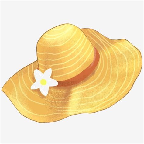 Yellow Sunhat Hat Summer Small Flowers Png Transparent Clipart Image