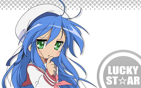 Blue Hair Da Capo Green Eyes Hat Izumi Konata Lucky Star School Uniform