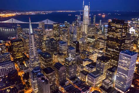 Downtown San Francisco Night Aerial La Vue Atypique Tia