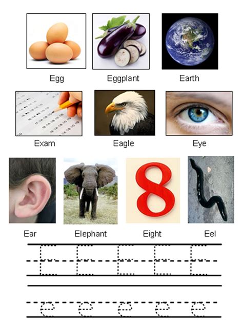 What Starts With The Letter E  levelings