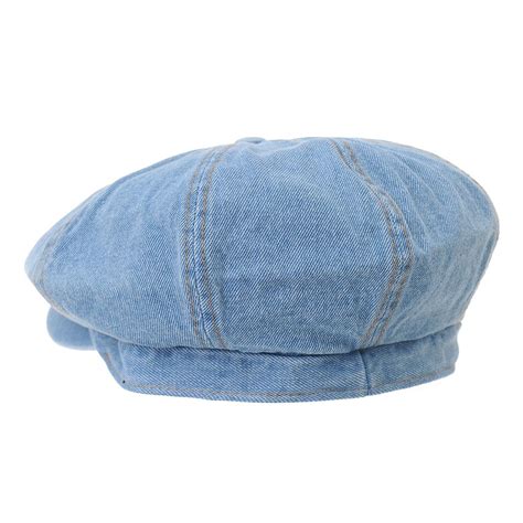 Denim Cotton Newsboy Hat Baker Boy Beret Flat Cap Kr3613 Lightblue