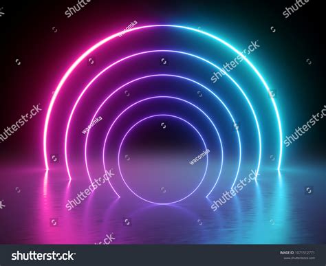 3d Render Glowing Lines Tunnel Neon Stock Illustration 1071512771