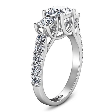 Three Stone Princess Cut Diamond Engagement Ring Enchantment Lattice 1