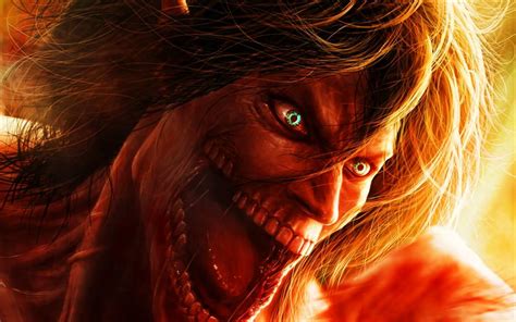 Download Wallpapers Evil Eren Yeager 4k Attack On Titan Fire Manga