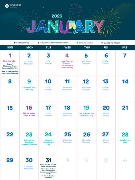 Free Small Business And Hr Compliance Calendar January 2023 Job