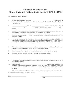 Download free affidavits form in pdf. CA PROBATE 13100 PDF