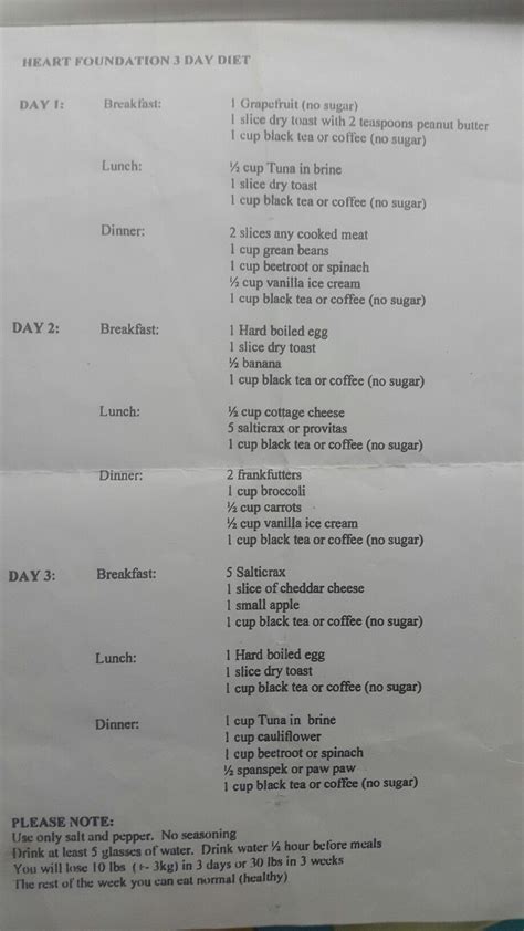 Lisa purcell project manager, adults. 3-Day Heart foundation diet. You have to follow it exactly. | Heart foundation diet, Heart diet ...