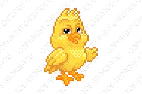 Easter Chick Chicken Pixel Art Video Animal Illustrations ~ Creative