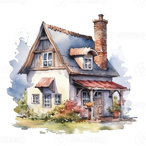 Cute Watercolor House Illustration 23569964 Png