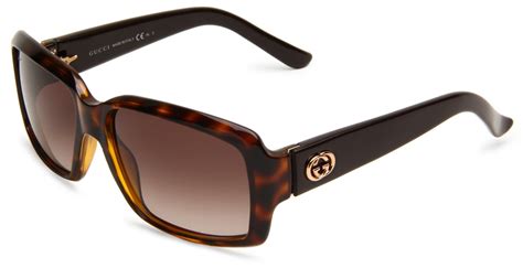 gucci womens s rectangular sunglasses in brown havana frame brown gradient lens lyst