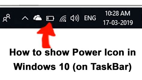How To Show Power Icon In Windows 10 On Taskbar Youtube