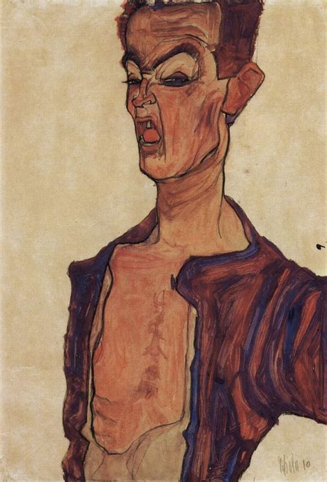 Egon Schiele Self Portrait A Grimace Scissoring Egon Schiele Self
