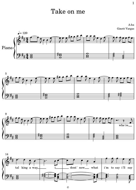 Take On Me Sheet Music For Piano