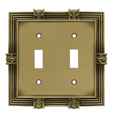 Liberty Pineapple Decorative Double Switch Plate Tumbled Antique Brass