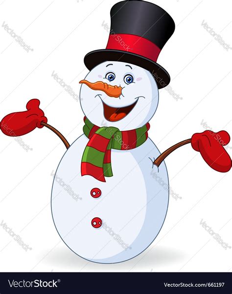 Cheerful Snowman Royalty Free Vector Image Vectorstock