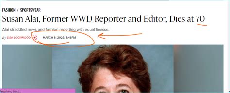 Susan Alai Former Wwd Reporter And Editor Dies At 70 Cracktheircode