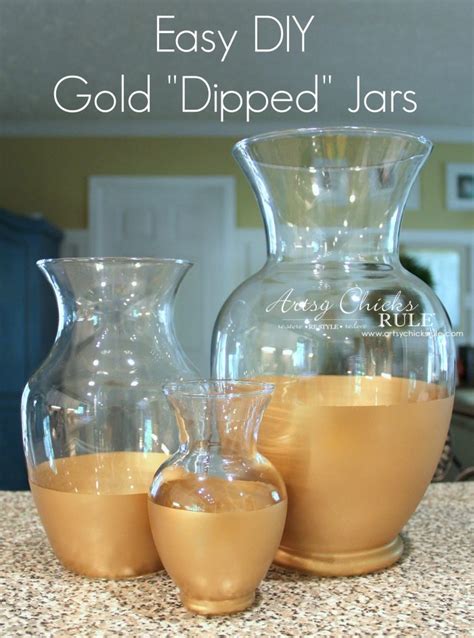 Diy Gold Dipped Jars Super Thrifty Diy Artsy Chicks
