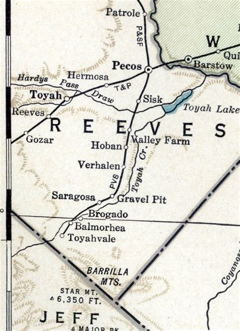 Pecos Valley Southern Railway Company Tex Map Showing Route In 1937