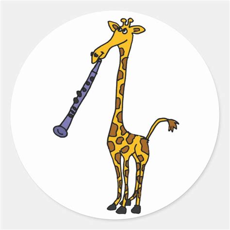 Xx Giraffe Playing The Clarinet Classic Round Sticker Zazzle
