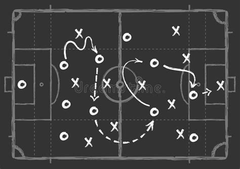 Soccer Game Scheme Football Chalk Blackboard Tactic Defence Team