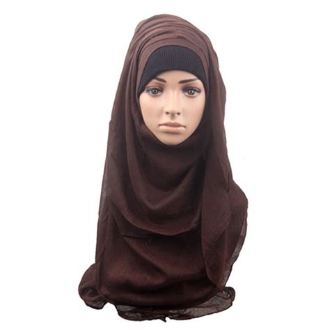 Muslim Crinkle Hijab Caps Women Head Scarf Bandanas Headwear 2018