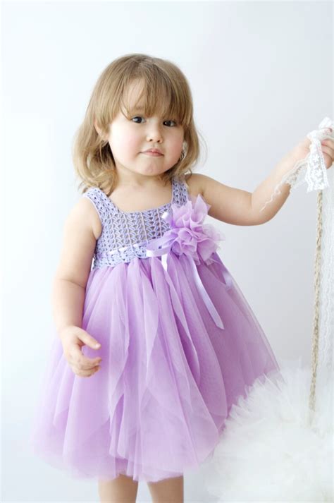 Lavender And Lilac Baby Tulle Dress With Empire Waist And Etsy