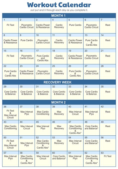 Printable Insanity Workout Wall Calendar Month 2