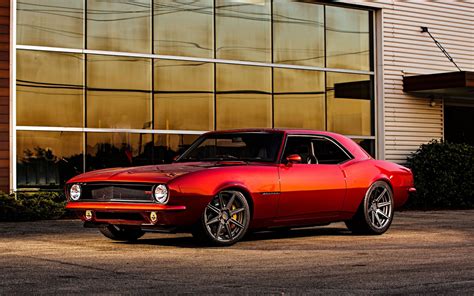 Download Wallpapers Chevrolet Camaro Ss 396 1968 Red Coupe Retro