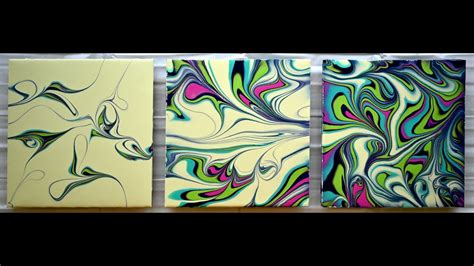 684 Three Ways To Do A Marble Pour ~ Triptych Painting With Marbles