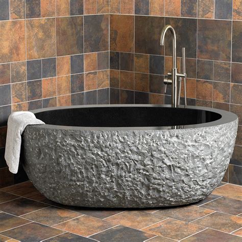 China Black Granite Bathtub Natural Stone Bath