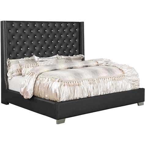 Titanic Furniture Bellissimo Black Faux Leather King Bed With Faux