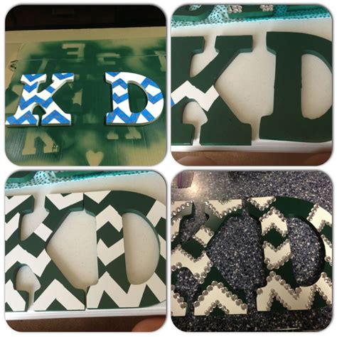 Diy Kappa Delta Letters Wooden White Letters Green Spray Paint Gems
