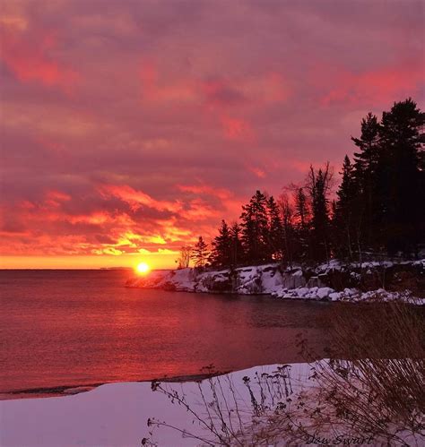Winter Sunrise Lake Superior Photograph By Jan Swart