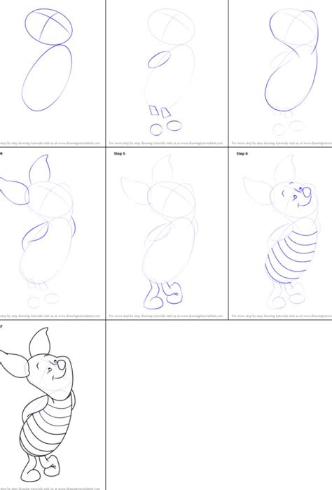 How To Draw Piglet From Winnie The Pooh Printable Drawing Sheet By