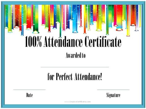 Perfect Attendance Printable Certificates