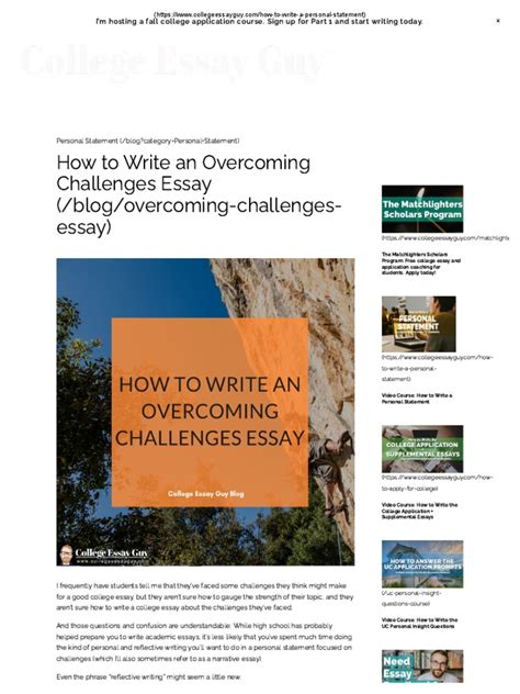 How To Write An Overcoming Challenges College Essay Guy1 Pdf