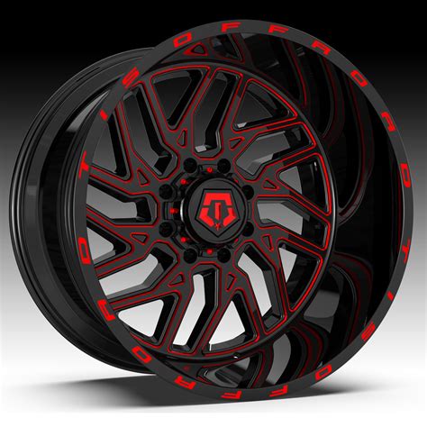 Tis Wheels 544bmr Gloss Black Milled Red Tint Custom Wheels Rims 544bmr Tis Custom Wheels