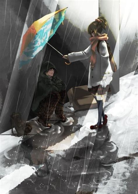 Anime Girl And Boy Umbrella