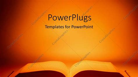 Powerpoint Template Large Open Book On Table With Orange Light