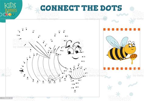 Connect The Dots Kids Game Vector Illustration Preschool Children