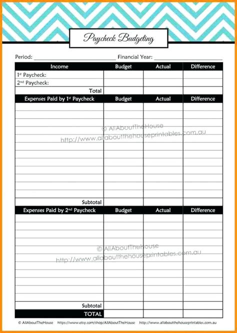 paycheck budget spreadsheet template  mac picture  bi weekly large