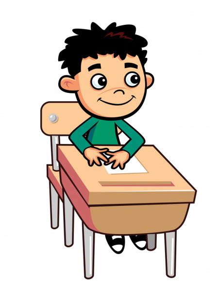 Boy At Desk Cartoon Character — Stock Vector © Kk Inc