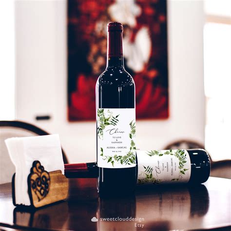 Greenery Wine Labels Avery Wine Labels Green Floral Wine Label Etsy