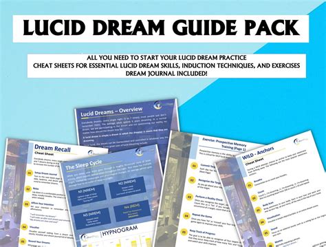 Lucid Dreaming Guide Pack Cheat Sheets Exercises Dream Etsyde