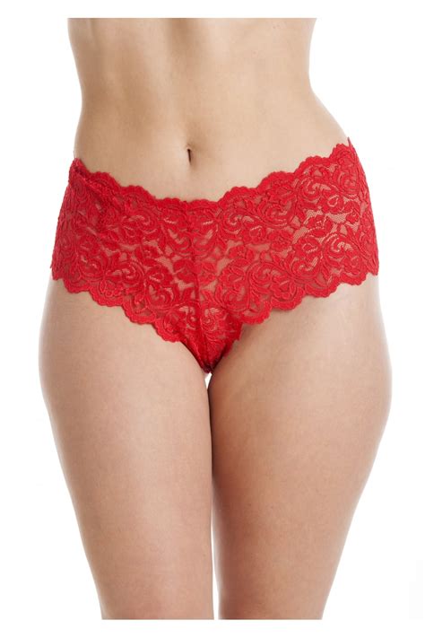 Womens Ladies Red Lace Boxer Shorts