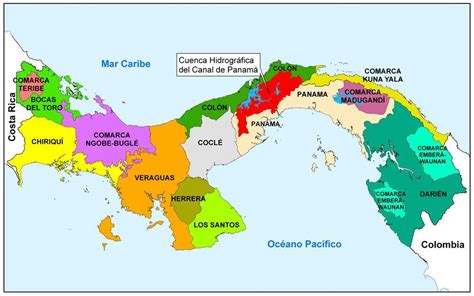 Mapa de Panamá con Nombres Provincias y Distritos Para Descargar e