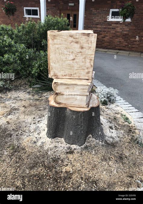 Chainsaw Book Stack Carving Stock Photo Alamy