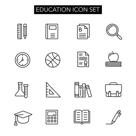 Education Icon Set In Simple Outline Style Suitable For Design Element Of Babe And Collage